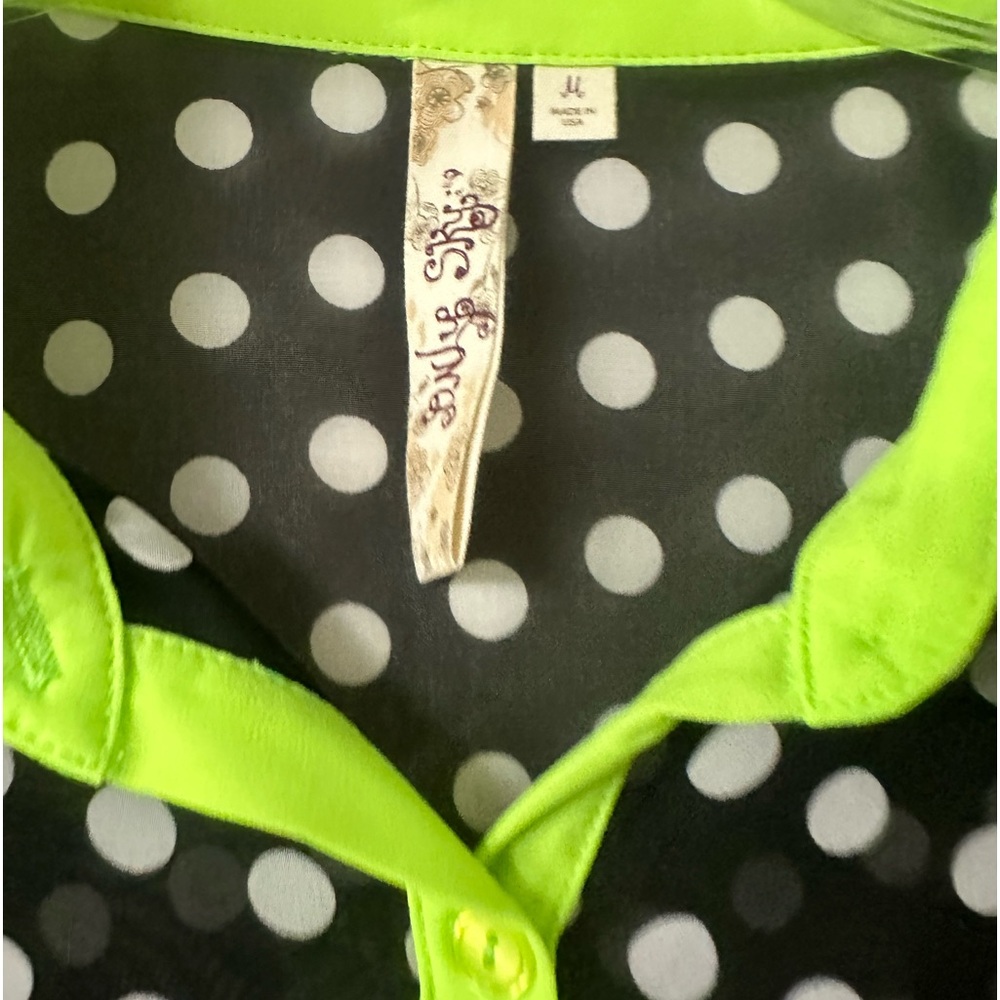 Black Neon Green White Polka Dots Long Sleeves - Picture 3 of 10